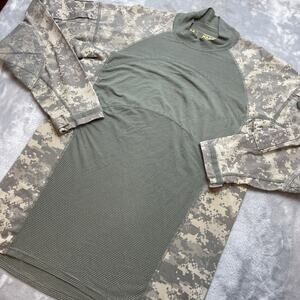 Massif Army Combat Shirt Mens M Green Digital Camo Long Sleeve Military Utility‎